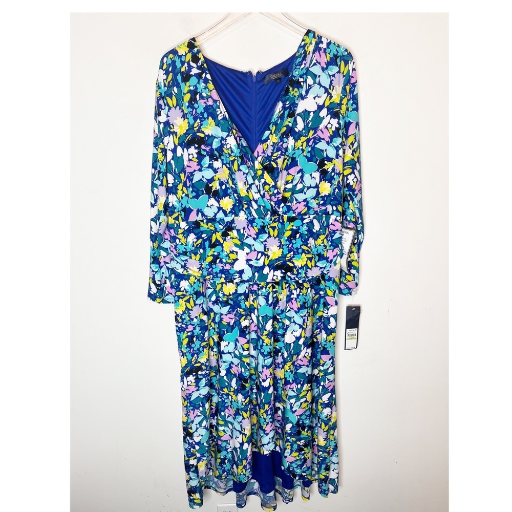 RACHEL Rachel Roy| 18W. Blue yellow floral dress